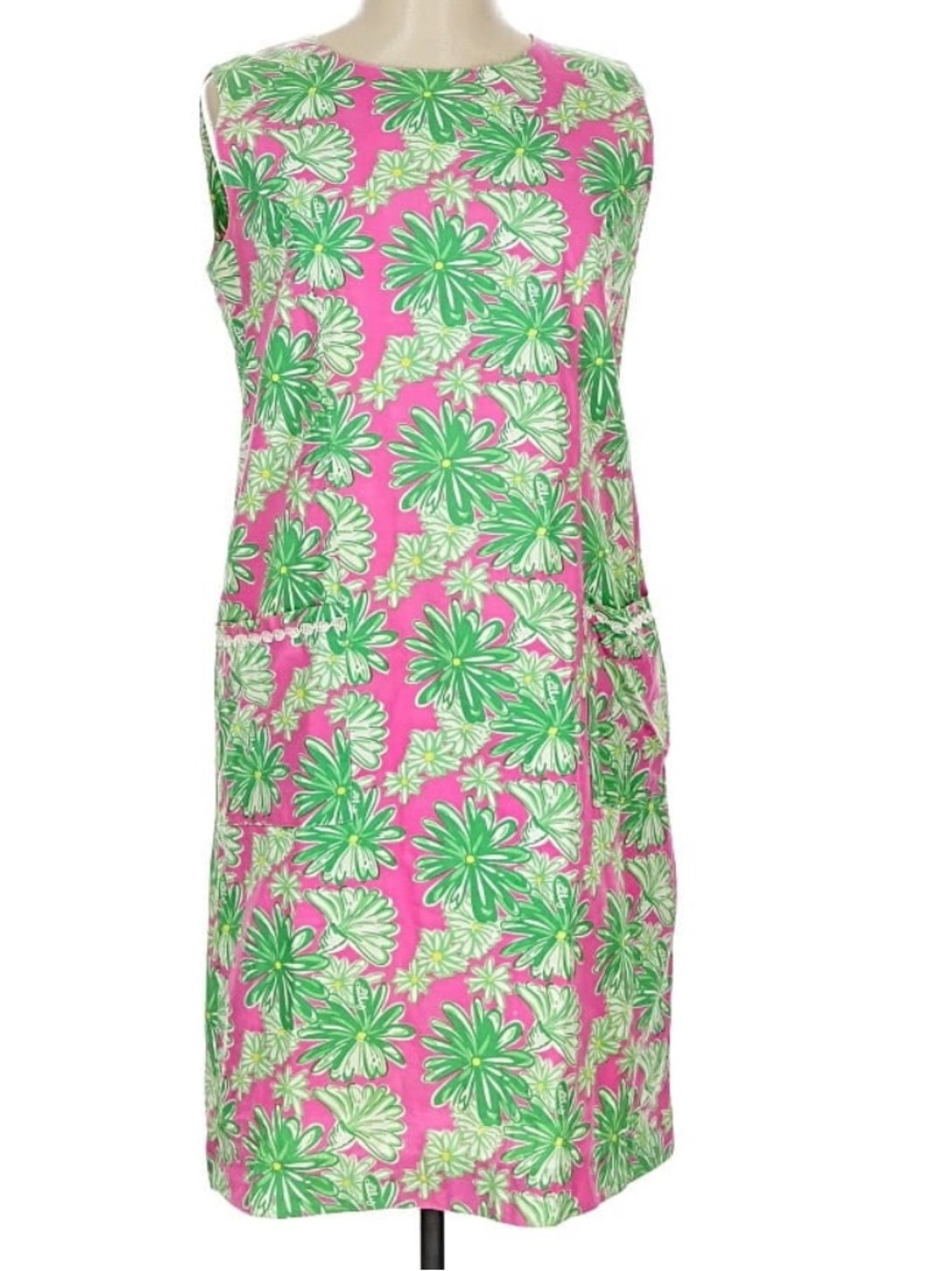 Lilly Pulitzer Vintage White Label Pink & Green Floral Shift Dress